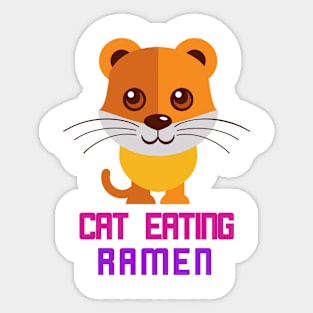 Cat eating ramen Sticker